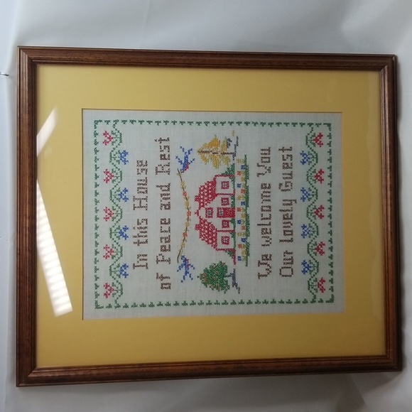 Vintage Cross-Stitch Framed & Matted - Picture 2 of 16